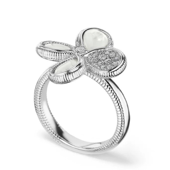 NWT Judith Ripka Jardin Flower MOP and Diamond Ring 8 - Picture 16 of 16